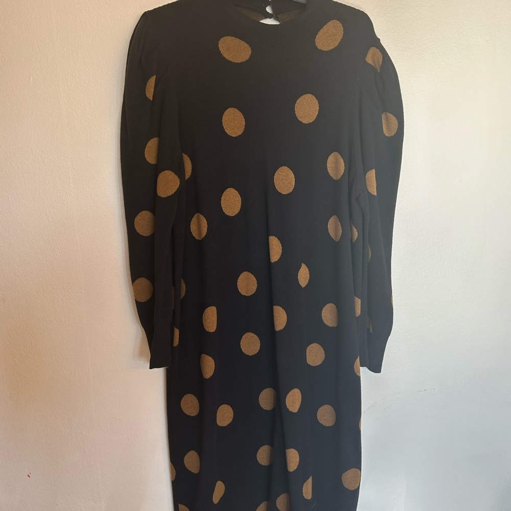 Who What Wear Black and Brown Polka Dot Dress